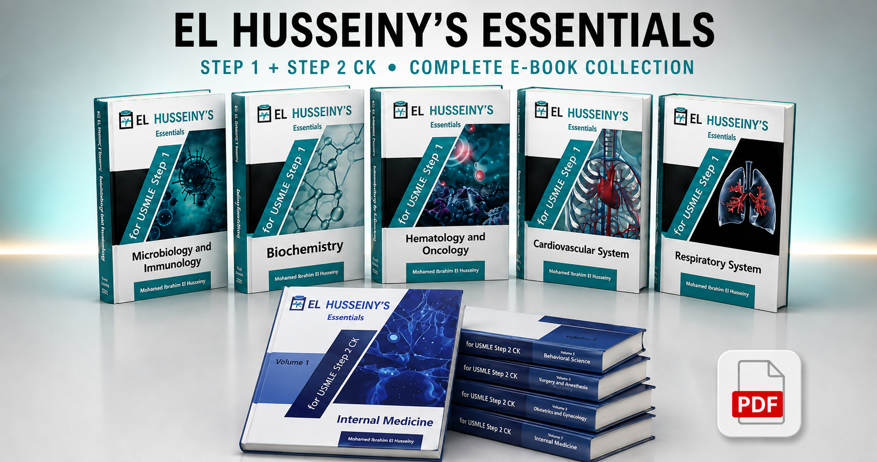Elhusseiny Essentials For USMLE - المجموعة الكاملة لكتب الشرح والمراجعة لـ Step 1 و Step 2 CK